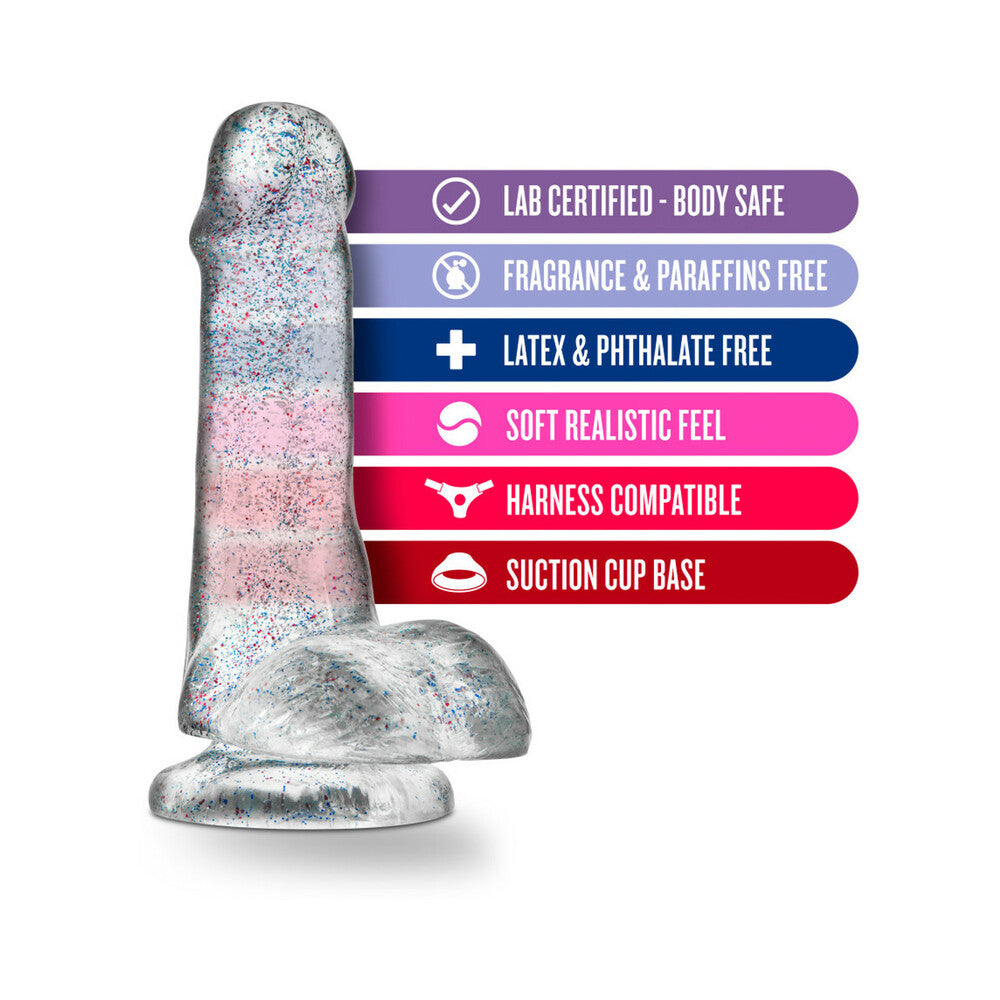 Naturally Yours 6 inches Glitter Cock Realistic Dildo with Balls Sparkling Clear