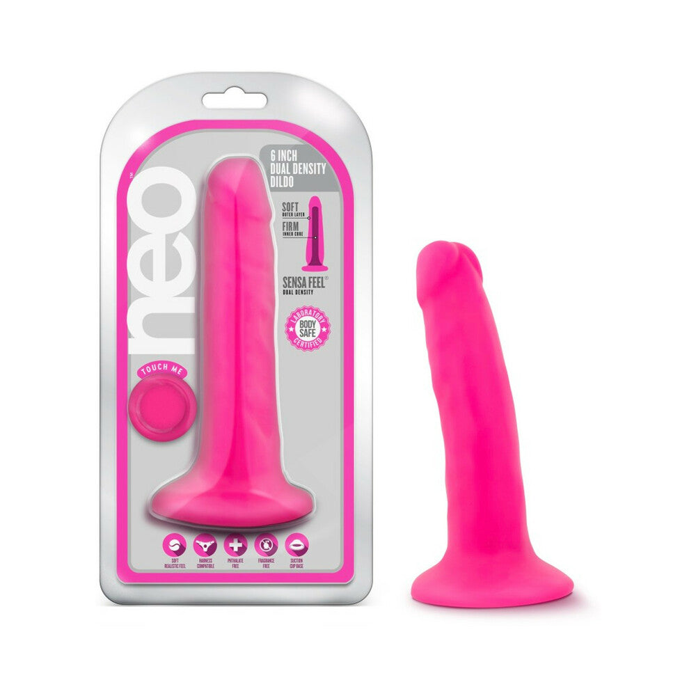 Neo 6 inches Dual Density Dildo Neon Pink