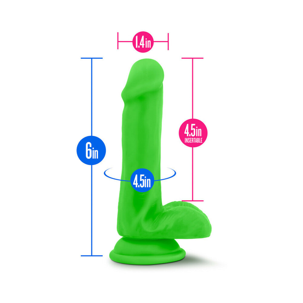 Neo 6 inches Dual Density Dildo with Balls Neon Green