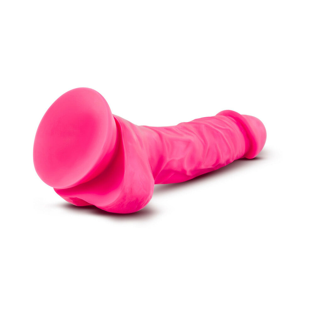 Neo 7.5 inches Dual Density Dildo with Balls Neon Pink