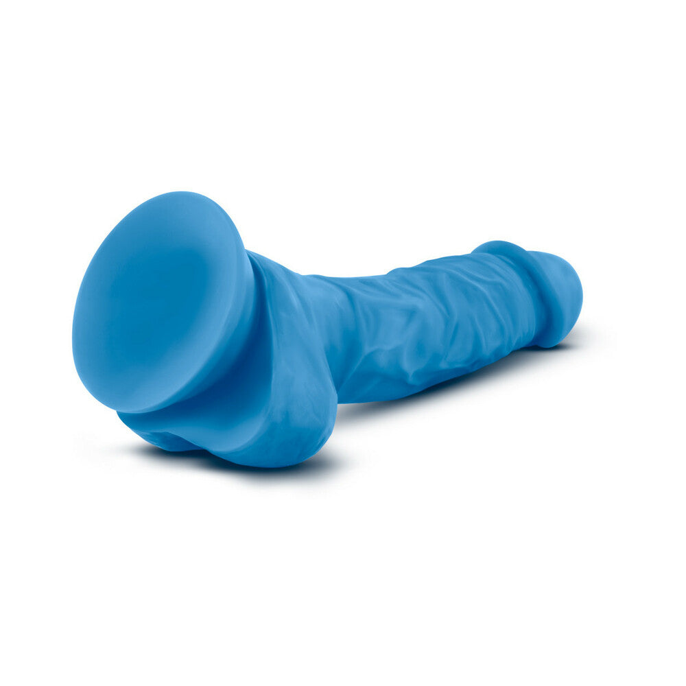 Neo 7.5 inches Dual Density Dildo with Balls Neon Blue