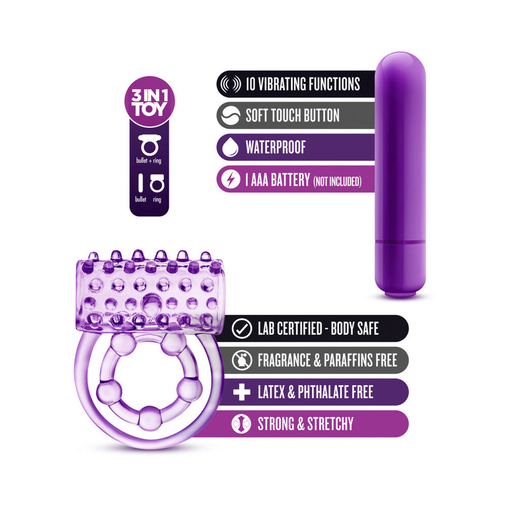 Play with Me The Player Vibrating Double Strap Cockring Purple