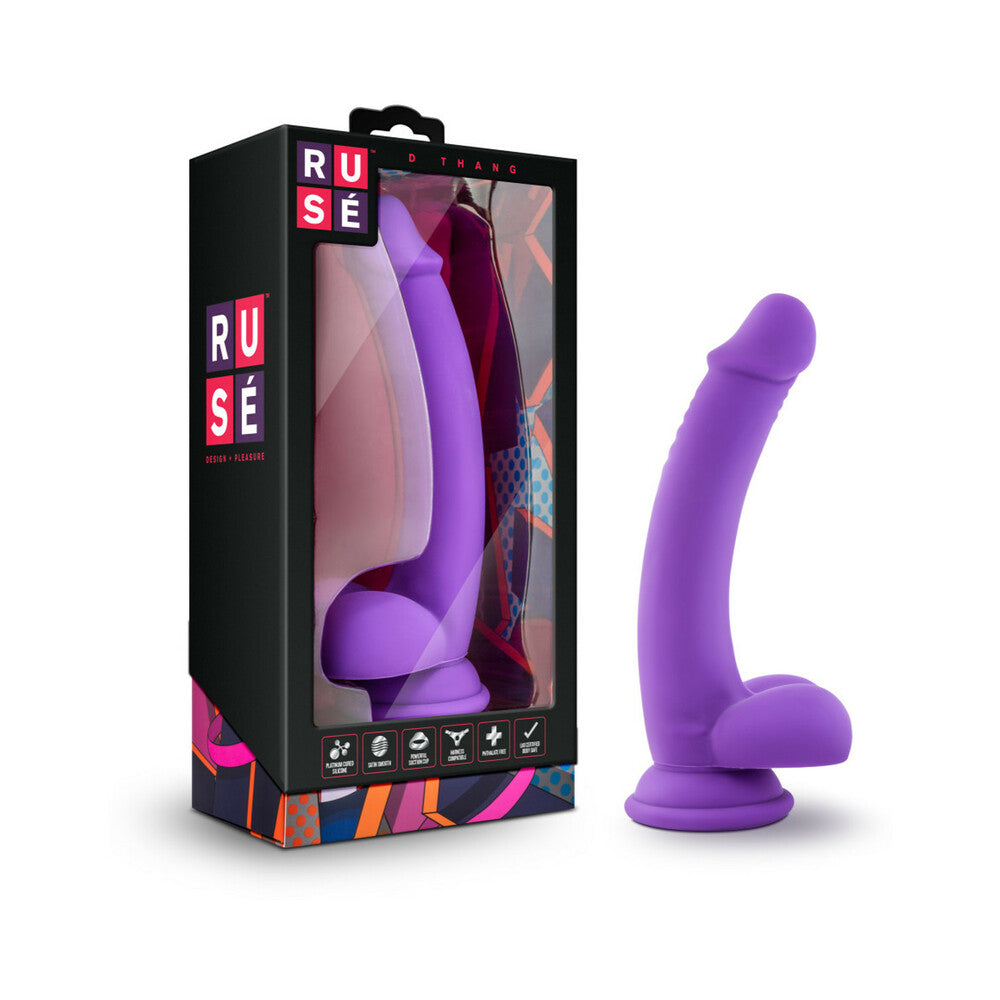 Blush Ruse D Thang Semi-Realistic 7.75 inches Silicone Dildo with Balls & Suction Cup Purple