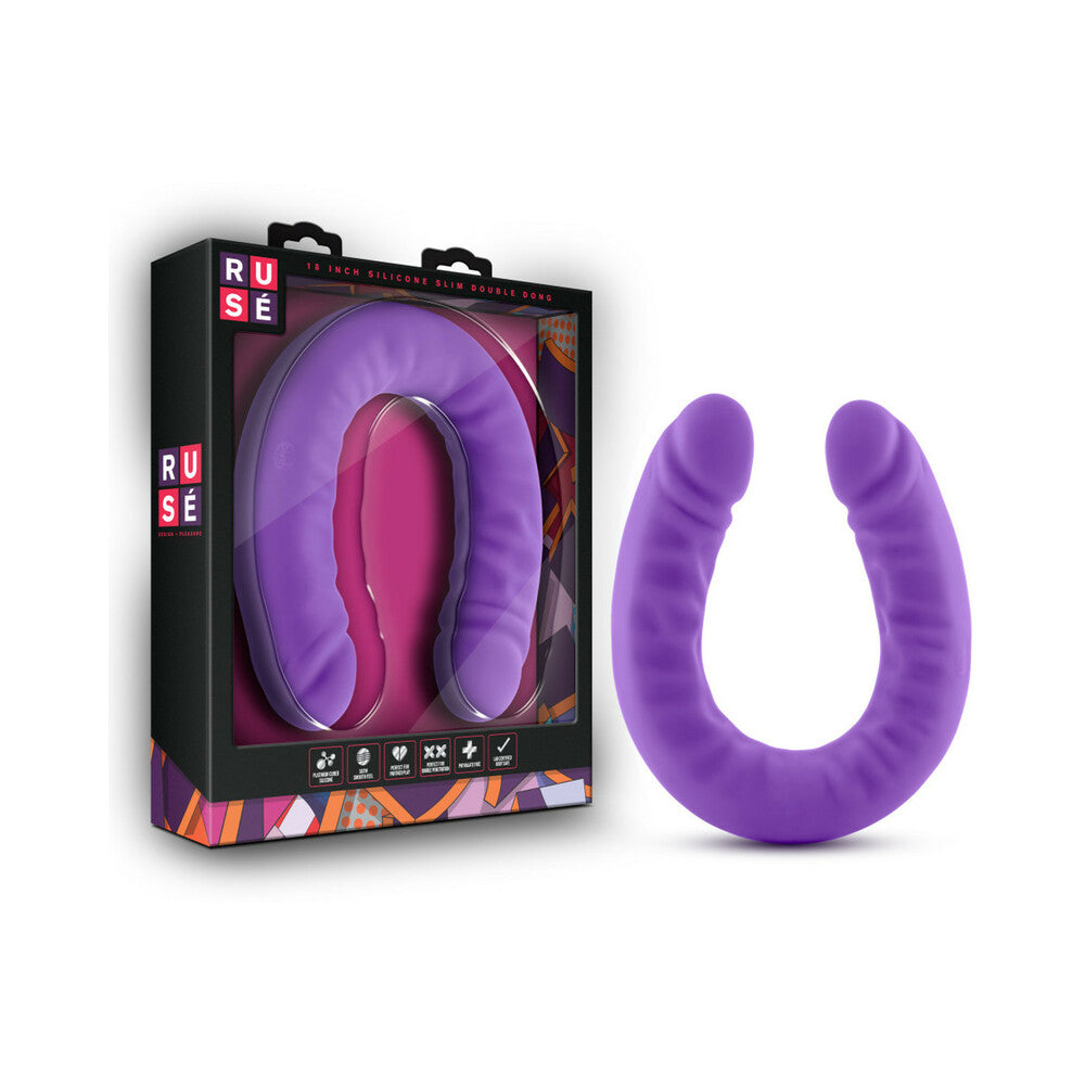 Blush Ruse Realistic 18 inches Silicone Slim Double Dong Dual Ended Dildo Purple