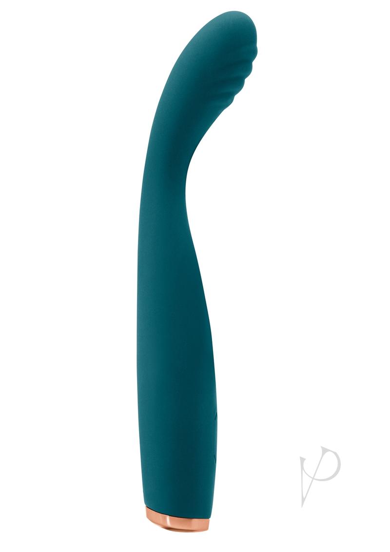 Luxe Lillie Silicone Slim Vibrator Teal in teal color showcasing its sleek, flexible design for discreet pleasure.