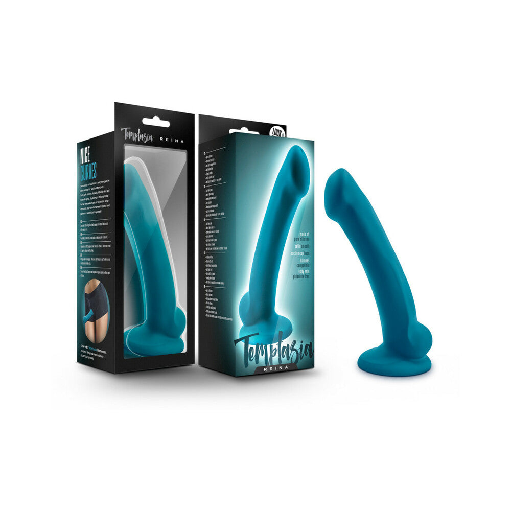 Blush Temptasia Reina 7 inches Silicone Dildo with Suction Cup Teal