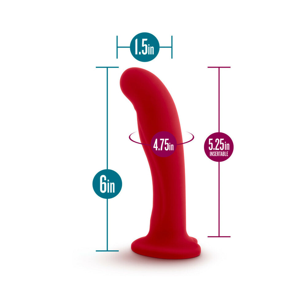 Temptasia Jezebel 6 inches Curved Silicone Dildo with Heart-Shaped Suction Cup Crimson