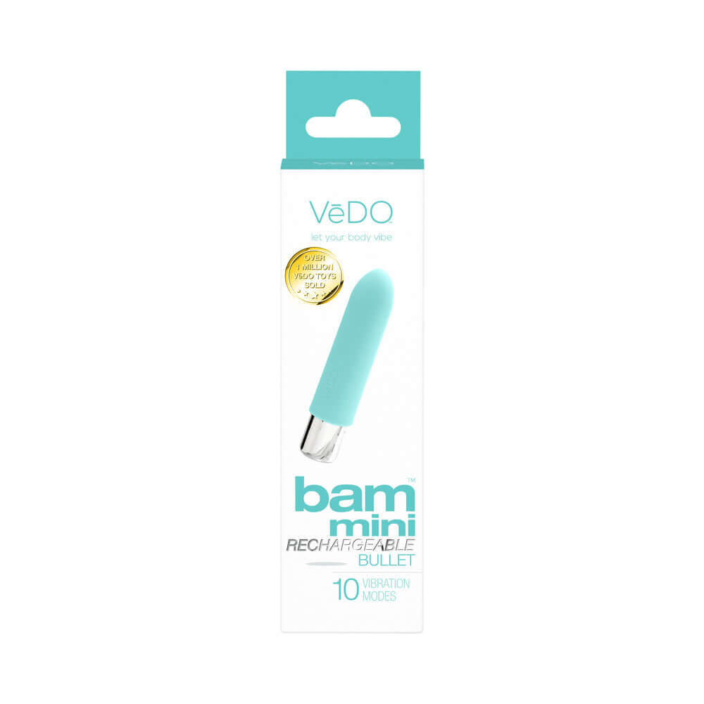 VeDO Bam Mini Rechargeable Bullet Vibe - Tease Me Turquoise