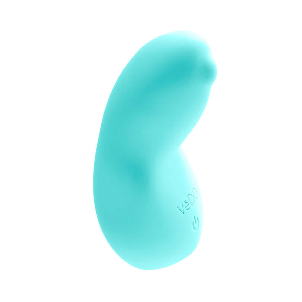 VeDO Izzy Rechargeable Clitoral Vibe Tease Me Turquoise shown in a sleek design with a smooth turquoise silicone finish.