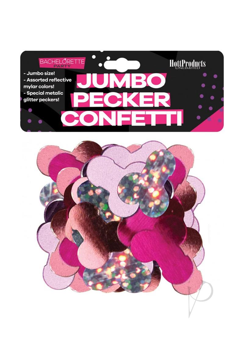 Bachelorette Mylar Party Pecker Confetti Jumbo Multicolor in shiny mylar shapes for party fun.