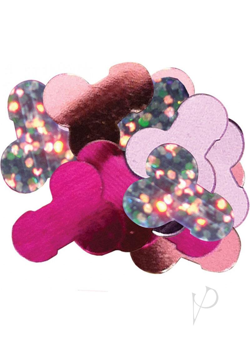 Bachelorette Mylar Party Pecker Confetti Jumbo Multicolor - colorful oversized confetti for bachelorette parties and celebrations.