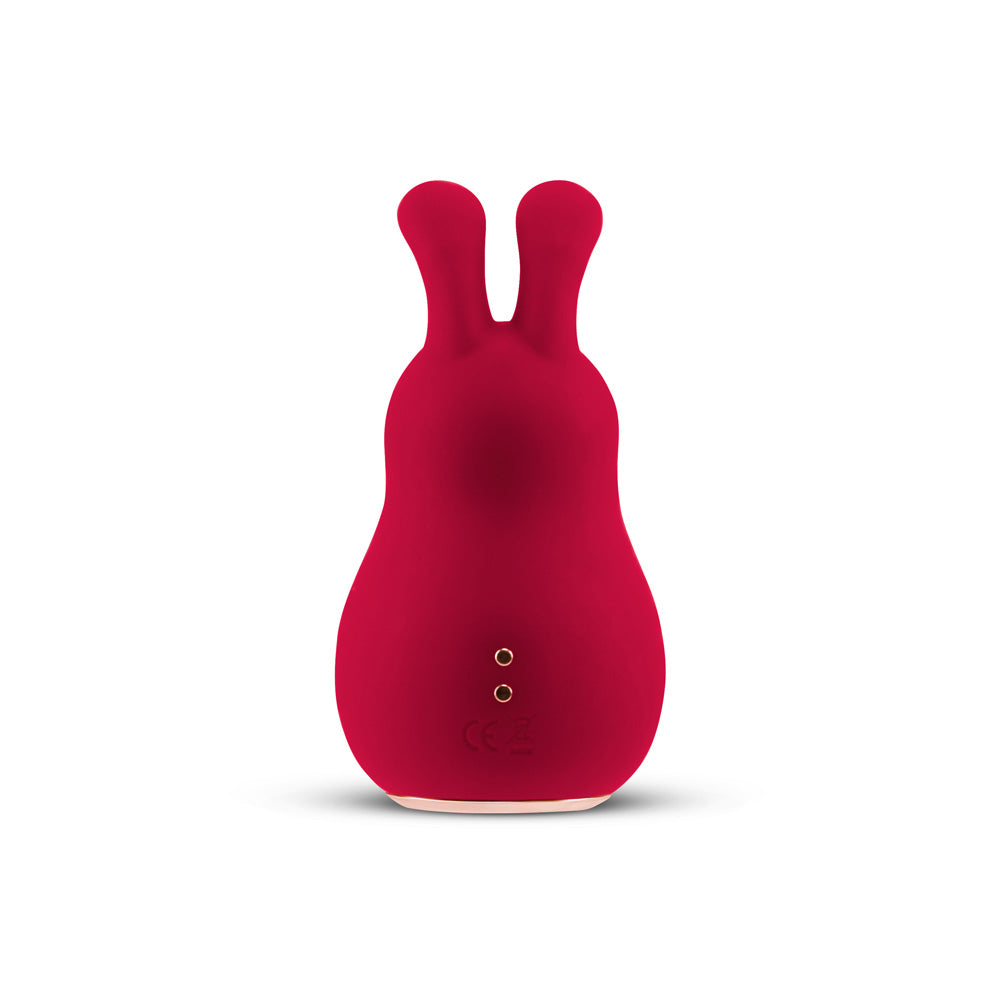 Platinum Hearts Air Suction Bunny Kiss in red, featuring air suction and vibrating ears for a customizable pleasure experience.