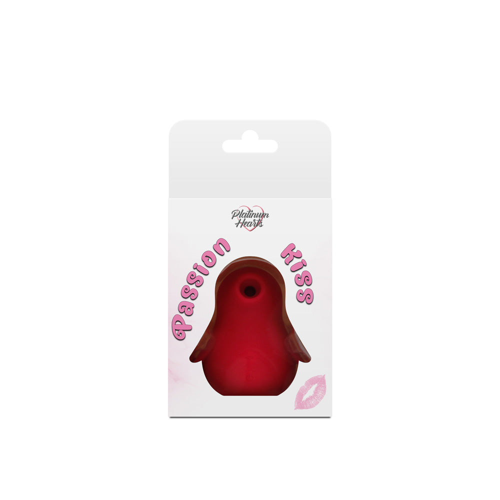 Platinum Hearts Mini Suction Massager Passion Kiss in packaging with pink lettering, perfect for discreet pleasure.