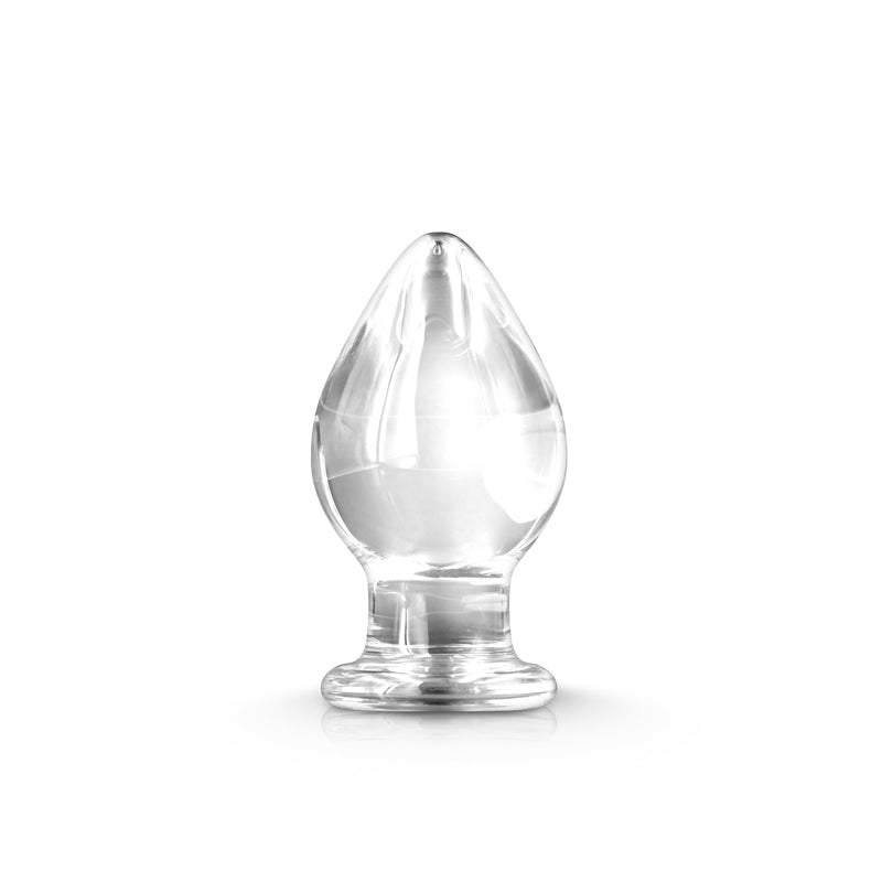 Renegade Glass Knight Anal Plug Clear, a sleek clear glass anal plug designed for bold and adventurous play.