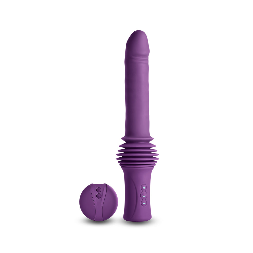 Inya Super Stroker Thrusting Vibrator Purple features a 7-inch shaft and strong suction cup base for hands-free use.