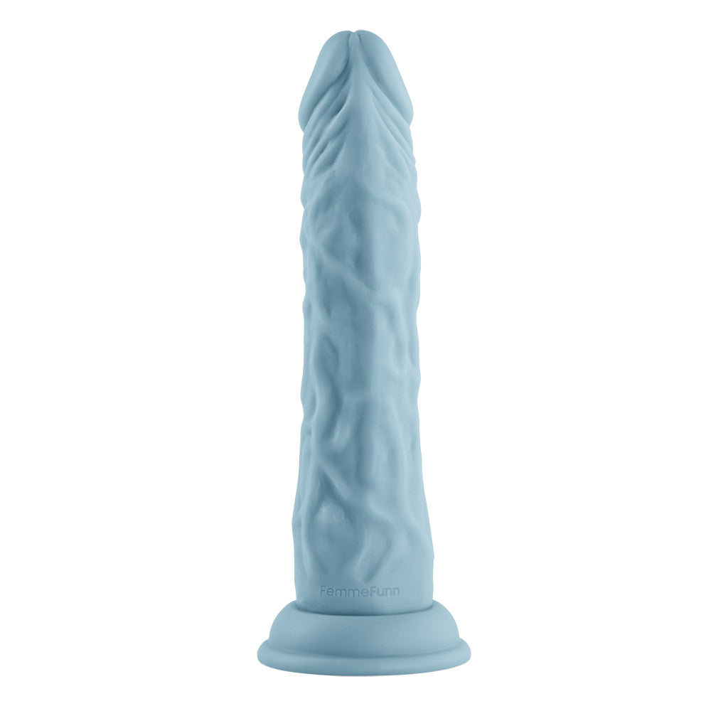 Femmefunn Wireless Turbo Shaft Realistic Vibrator Light Blue with lifelike design and textured surface for enhanced pleasure.