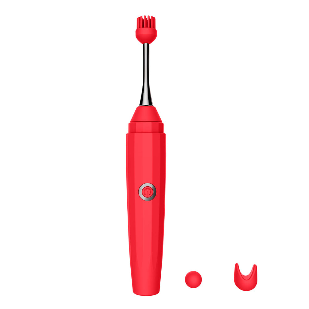 Luv Inc Op10 Orgasm Pen Vibrator 3 Attachments Red - Image 2