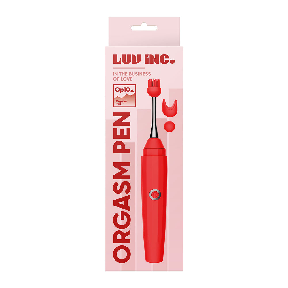 Luv Inc Op10 Orgasm Pen Vibrator 3 Attachments Red