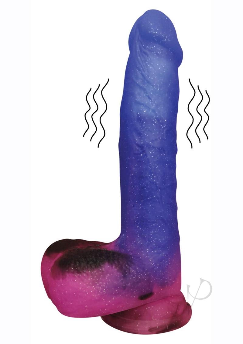 Stardust Milky Way Silicone Dildo 8.5 inch Multicolor with a cosmic color design and realistic contour for pleasure.