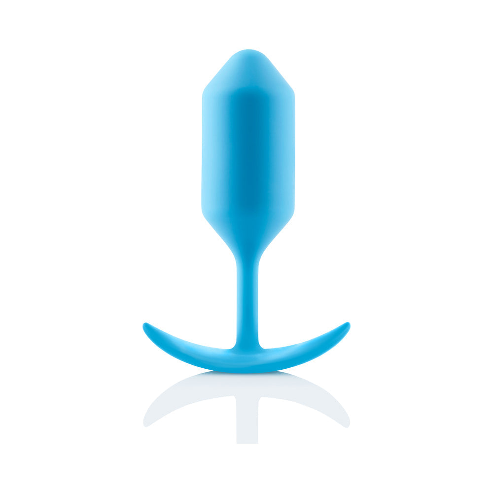 b-Vibe Snug Plug 3 Weighted Silicone Anal Plug Teal, a sleek ergonomic design for comfort and pleasure.