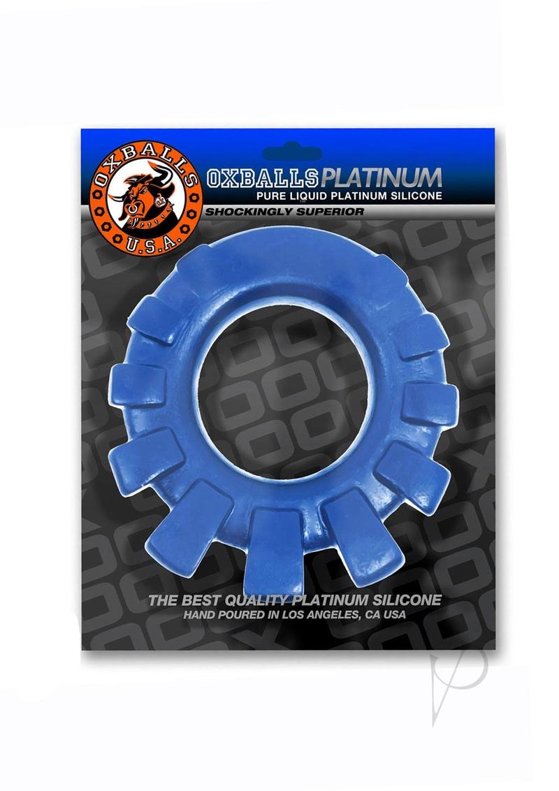 Cock-Lug Silicone Lugged Cock Ring Marine Blue on packaging with bold colors and product information.