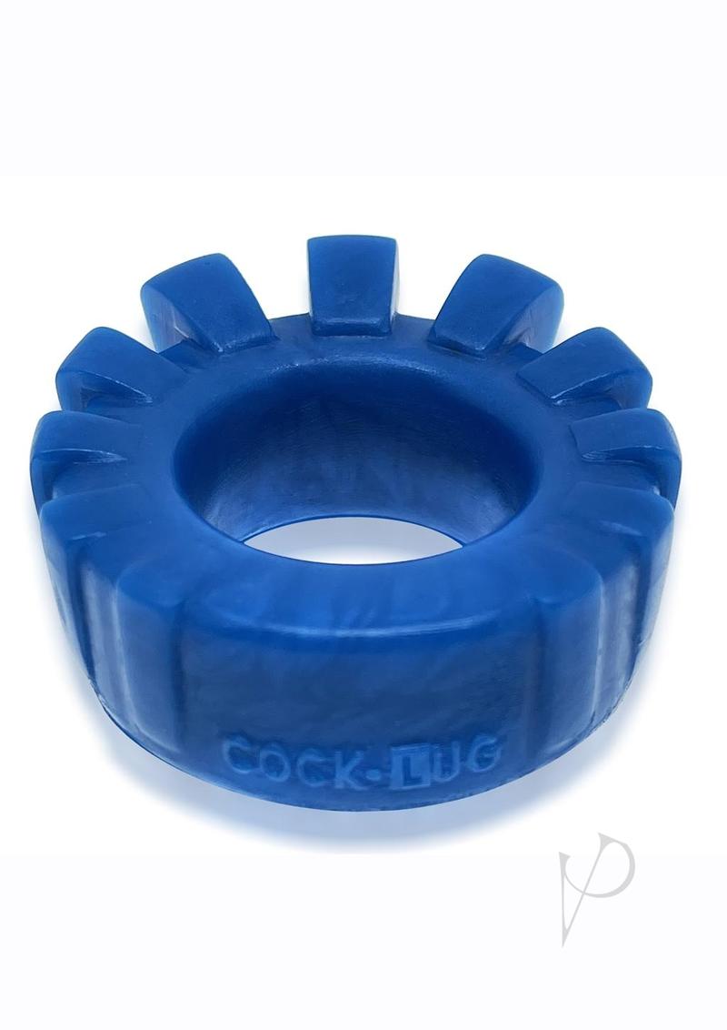 Cock-Lug Silicone Lugged Cock Ring Marine Blue featuring plush silicone design with lugs for comfort and support.