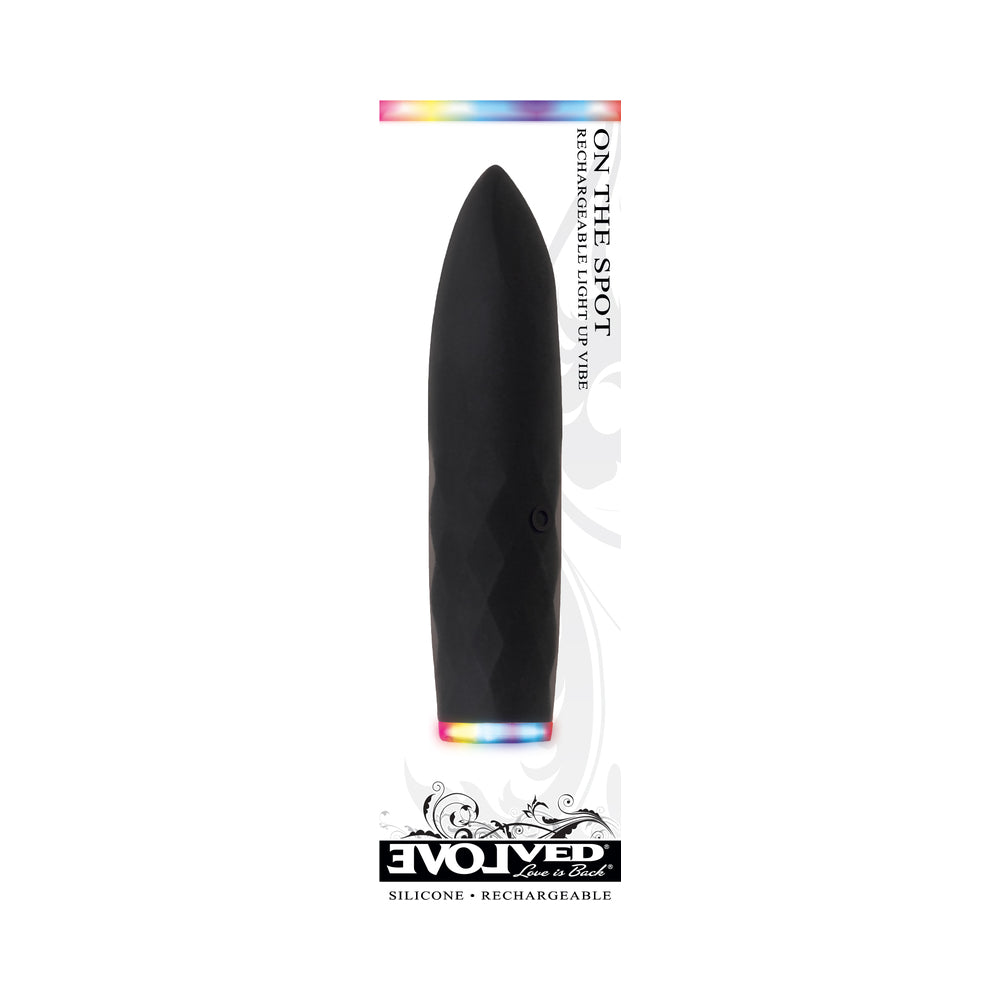 Evolved On The Spot Light-Up Rechargeable Silicone Bullet Vibrator Black