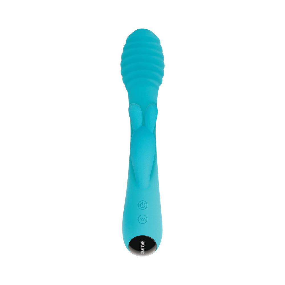 Evolved Aqua Bunny Rechargeable Silicone Rabbit Vibrator Teal