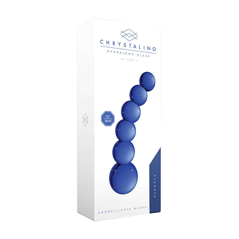Shots Chrystalino Planets Curved Beaded 7 inches Glass Wand Dildo Blue