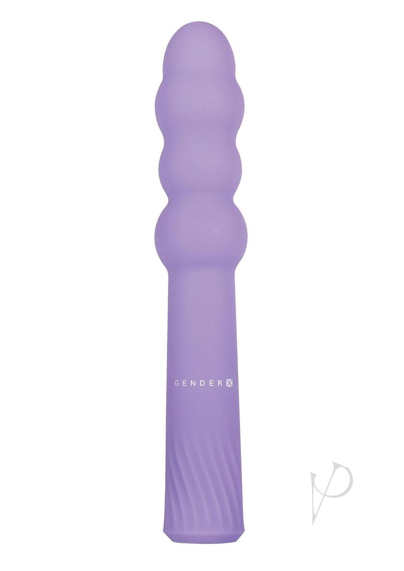 Gender X Bumpy Ride Rechargeable Silicone Vibrator Purple with four graduated bulbs and smooth silicone finish.