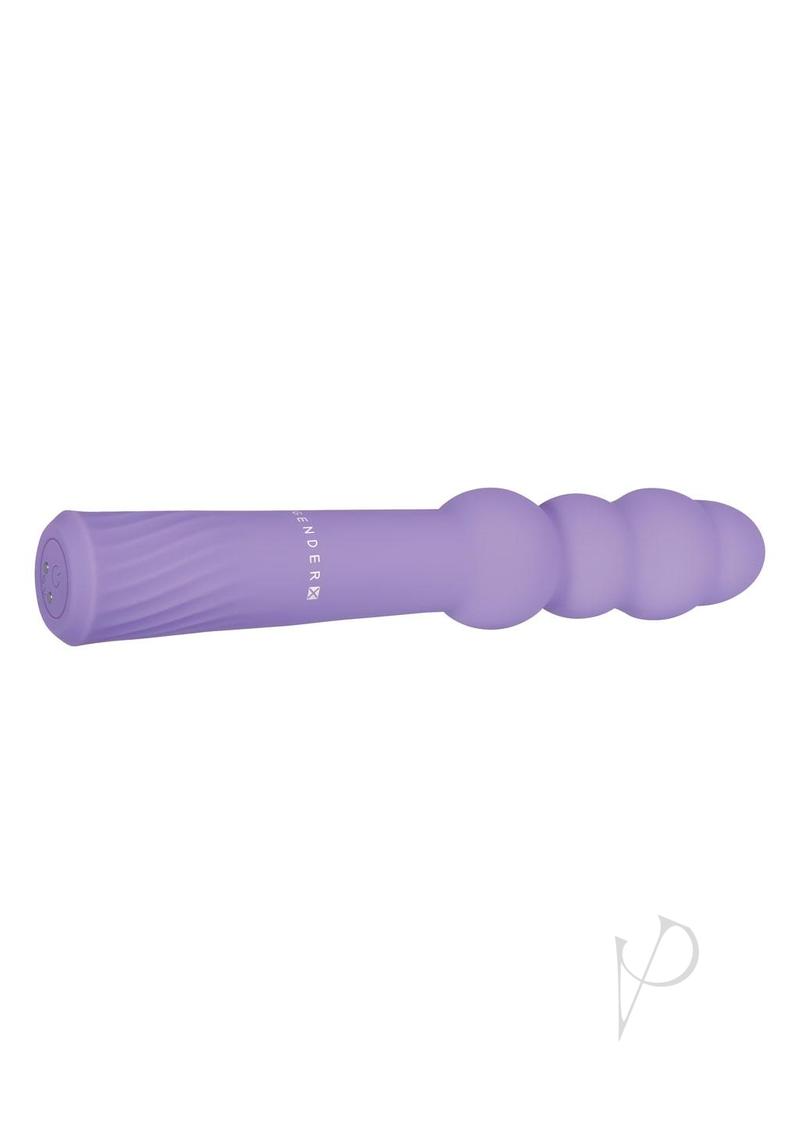 Gender X Bumpy Ride Rechargeable Silicone Vibrator Purple with graduated bulbs for versatile stimulation