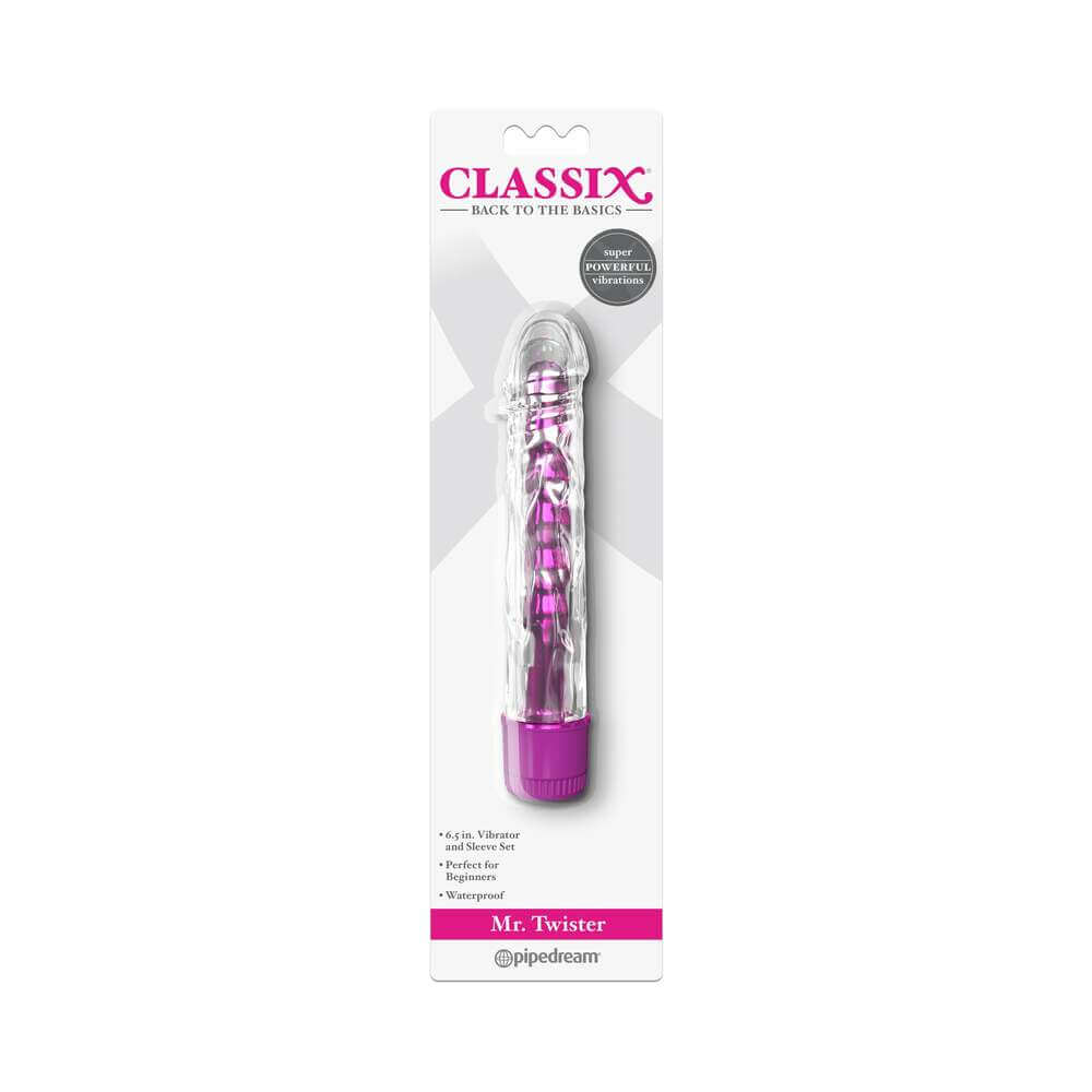 Classix Mr. Twister 6.5 inches Vibrator and Sleeve Set Pink