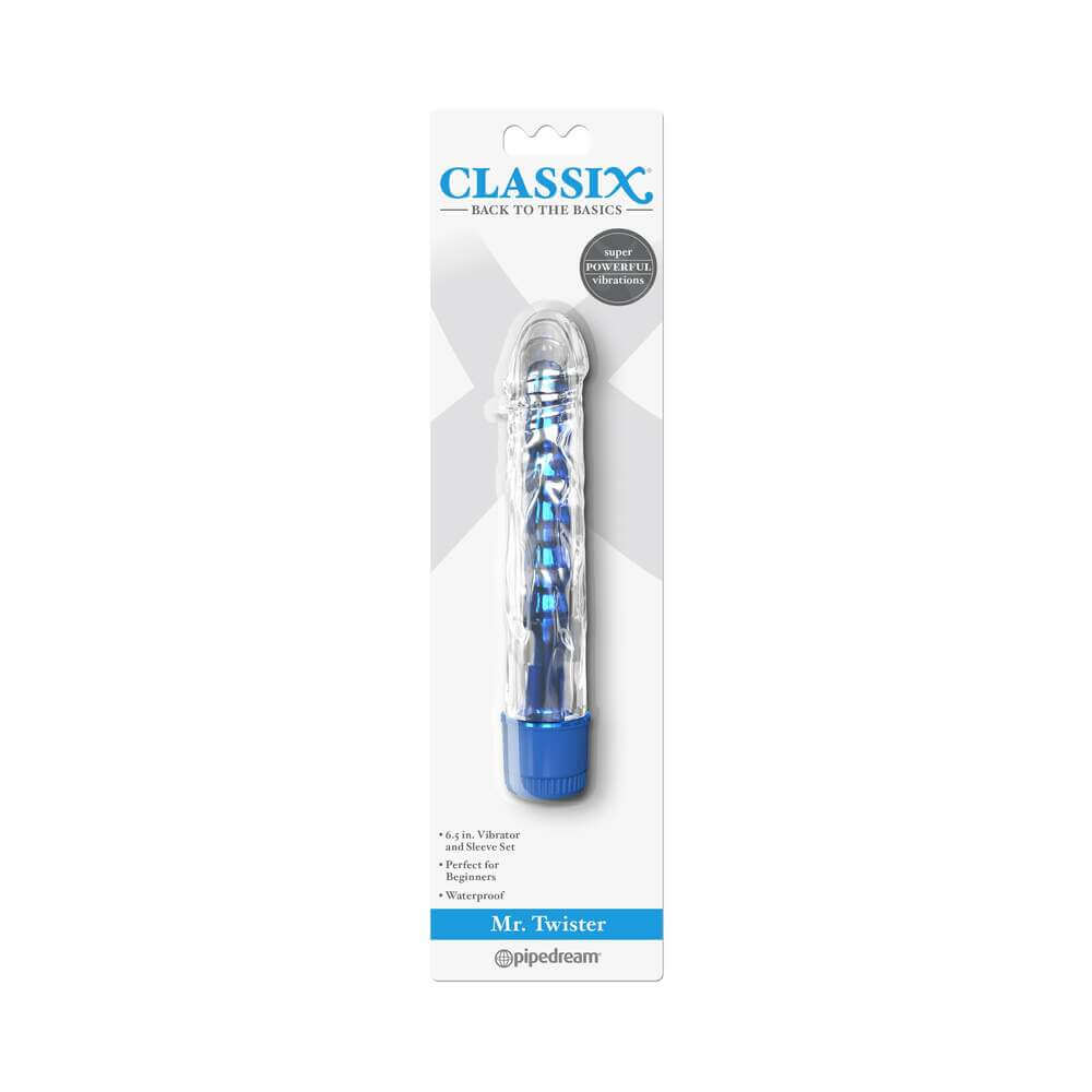 Classix Mr. Twister 6.5 inches Vibrator and Sleeve Set Blue