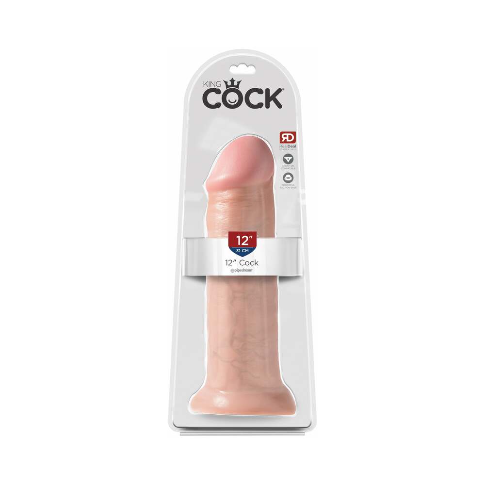 King Cock 12 inches Cock Realistic Dildo With Suction Cup Beige