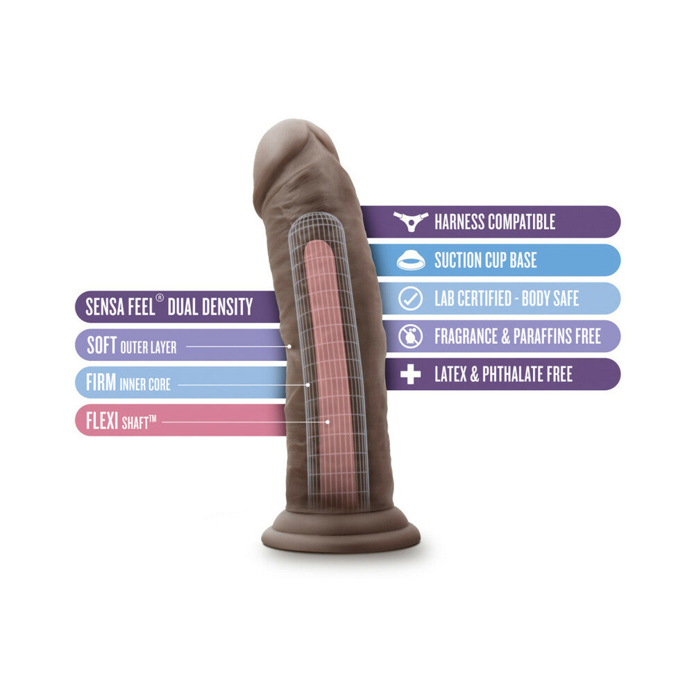 Au Naturel 8 inches Posable Dual Density Dildo Brown