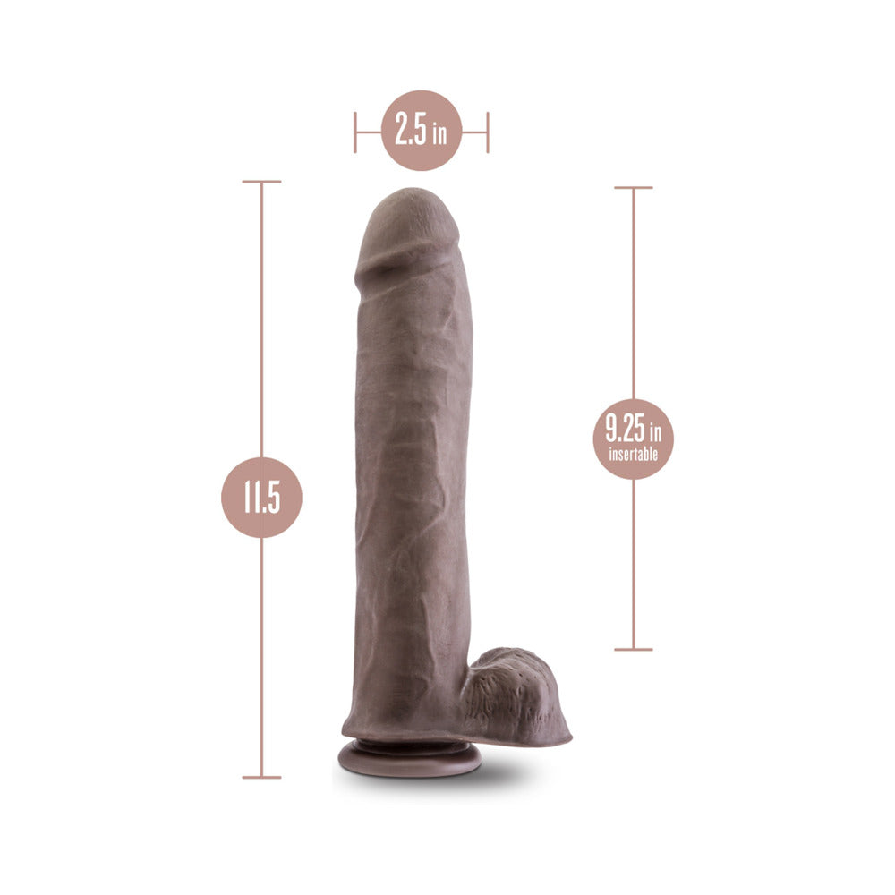 Au Naturel Big John 11.5 inches Posable Dual Density Dildo with Balls Brown