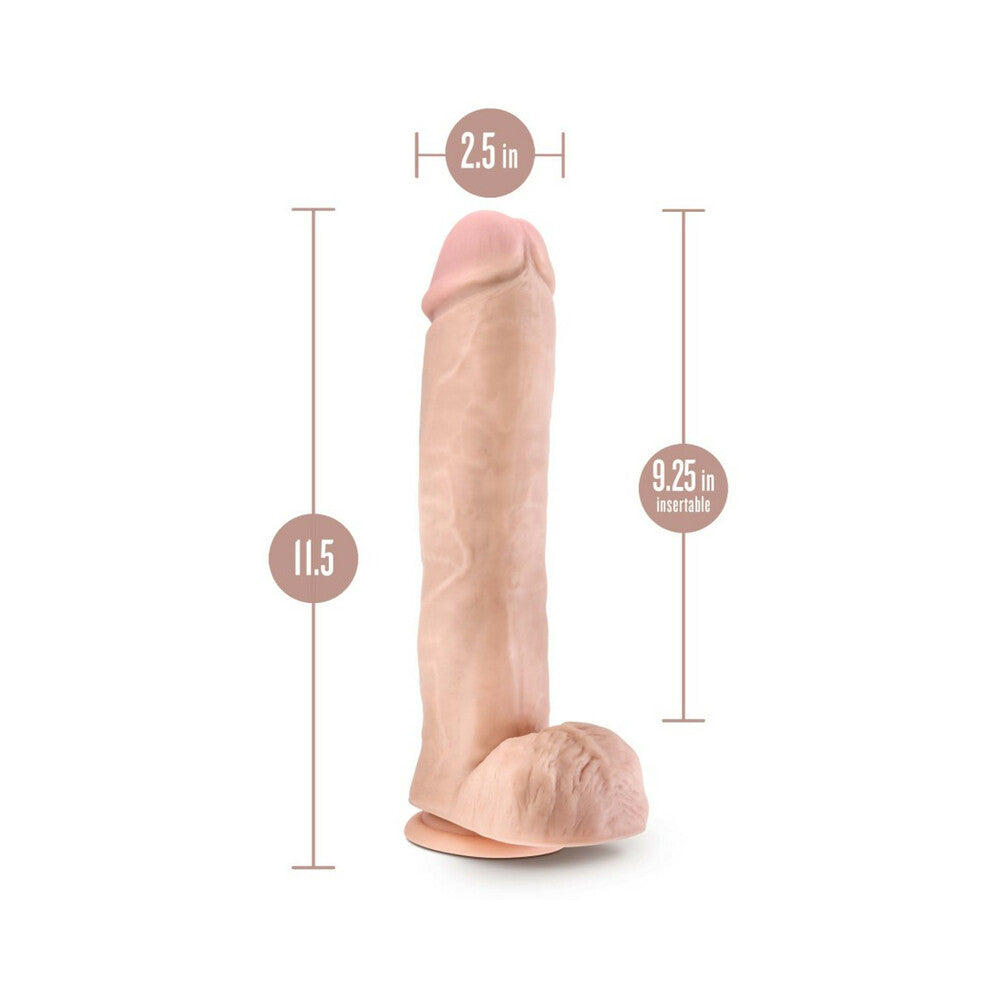 Au Naturel Big John 11.5 inches Posable Dual Density Dildo with Balls Beige