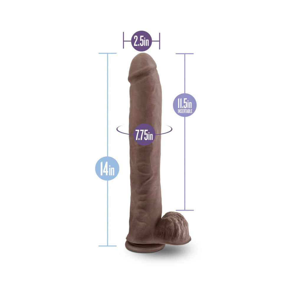 Au Naturel Daddy 14 inches Posable Dual Density Dildo with Balls Brown
