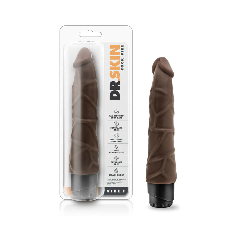 Dr. Skin Vibe 1 Realistic 9 inches Vibrating Dildo Brown