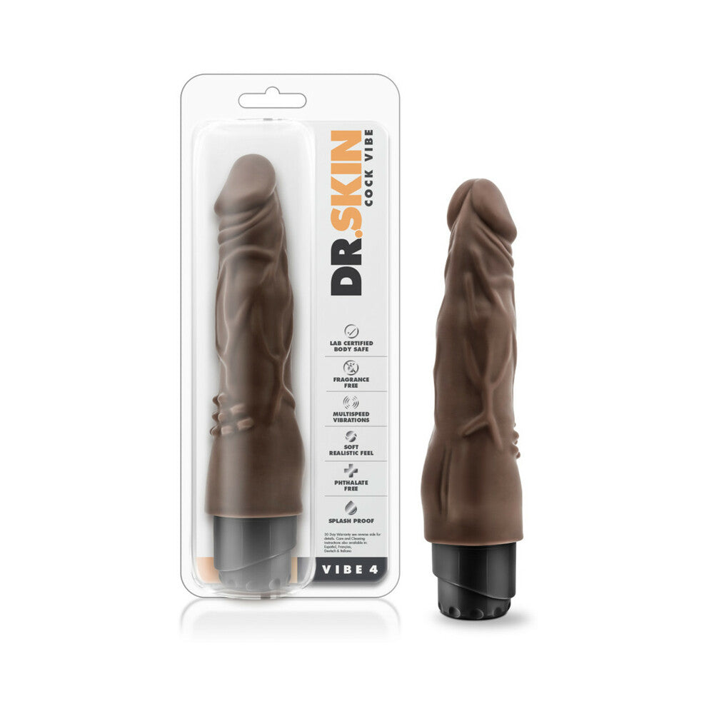 Dr. Skin Vibe 4 Realistic 8 inches Vibrating Dildo Brown