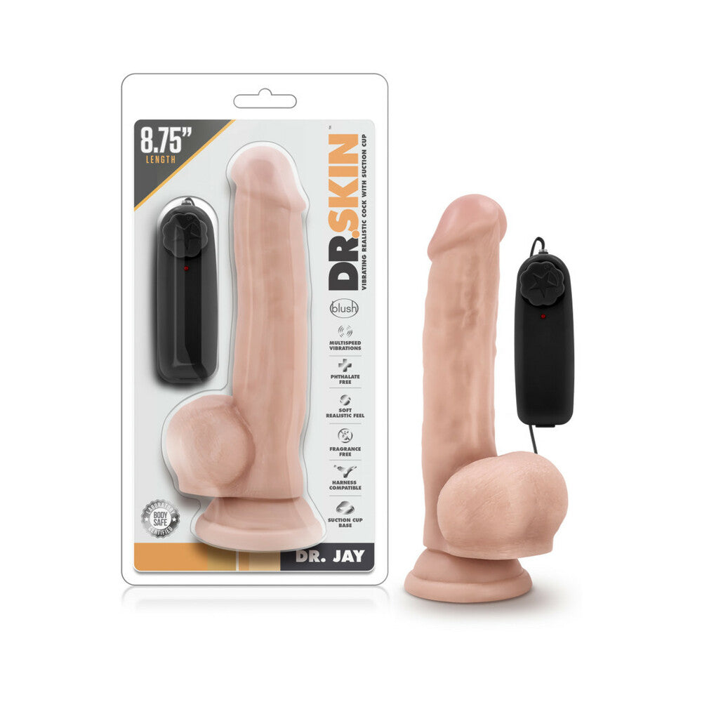 Dr. Skin Dr. Jay Realistic 8.75 inches Vibrating Dildo with Balls Beige