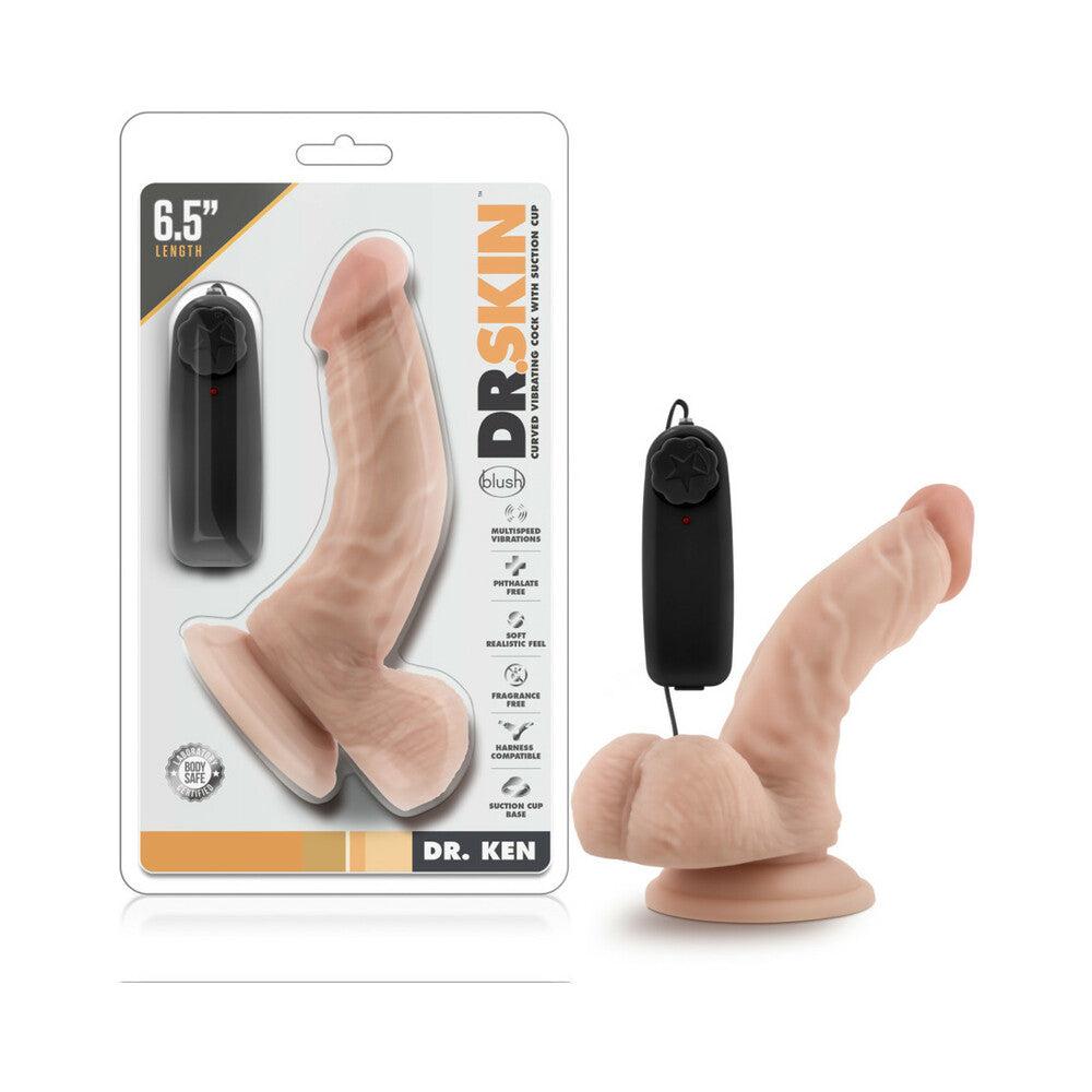 Dr. Skin Dr. Ken Realistic 6.5 inches Vibrating Dildo with Balls Beige