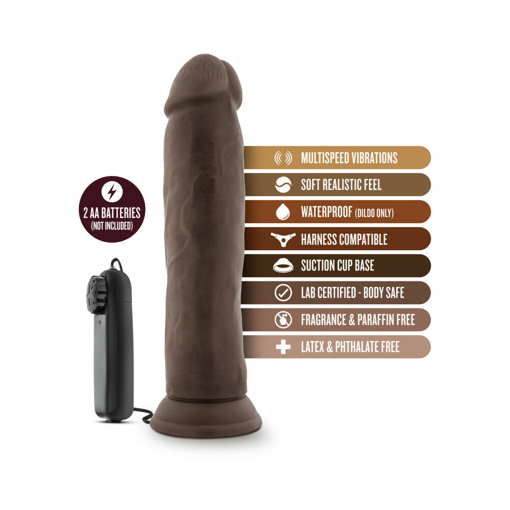 Dr. Skin Dr. Throb Realistic 9.5 inches Vibrating Dildo Brown
