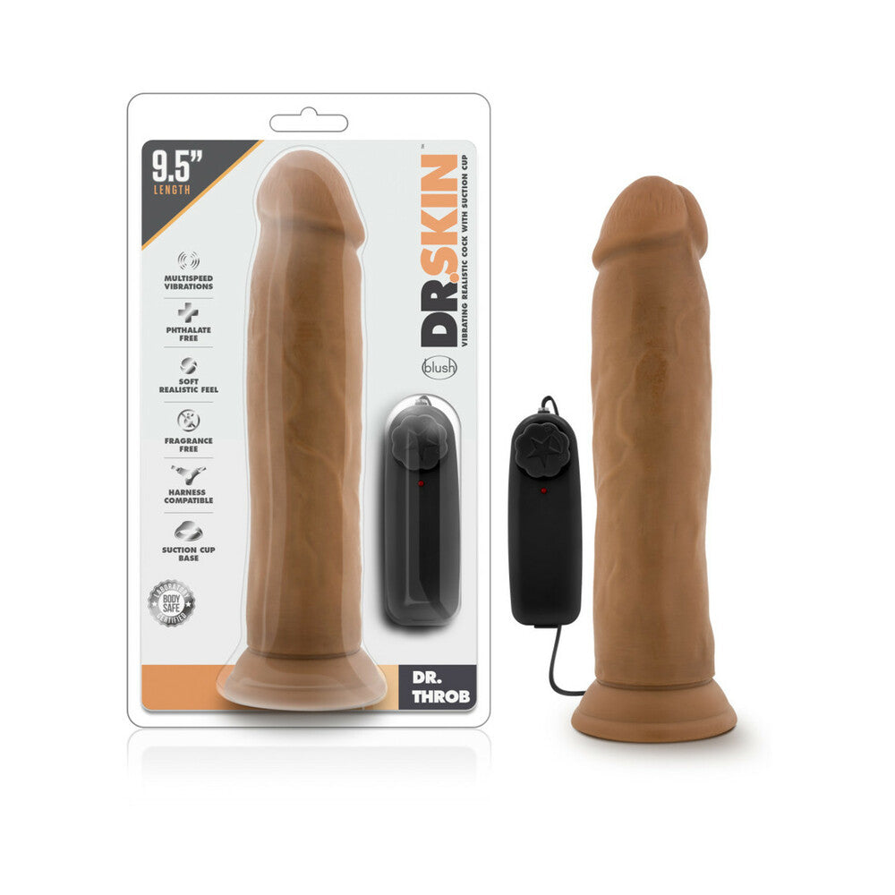 Dr. Skin Dr. Throb 9.5 Inches Vibrating Realistic Cock with Suction Cup Mocha Tan