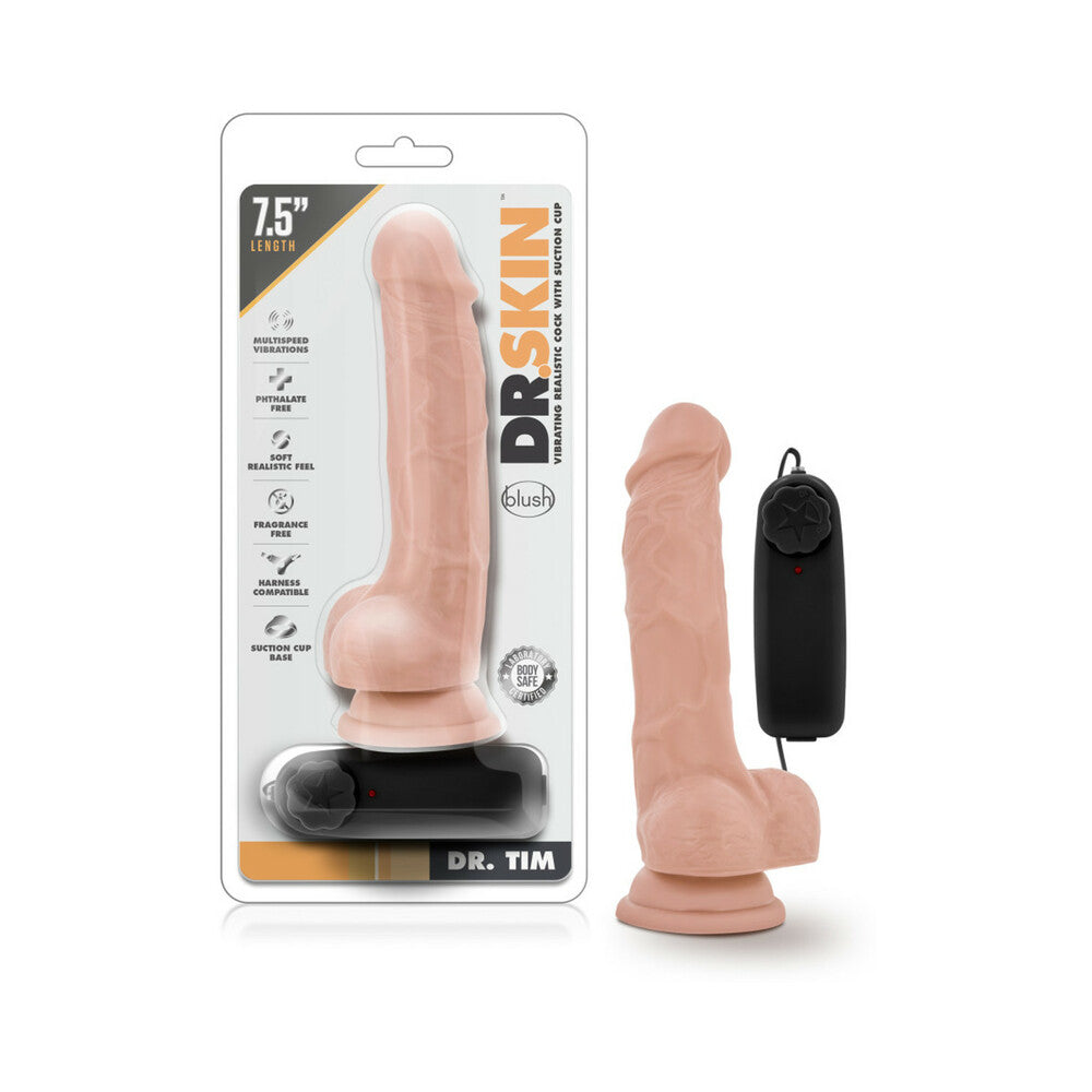 Dr. Skin Dr. Tim Realistic 7.5 inches Vibrating Dildo with Balls Beige