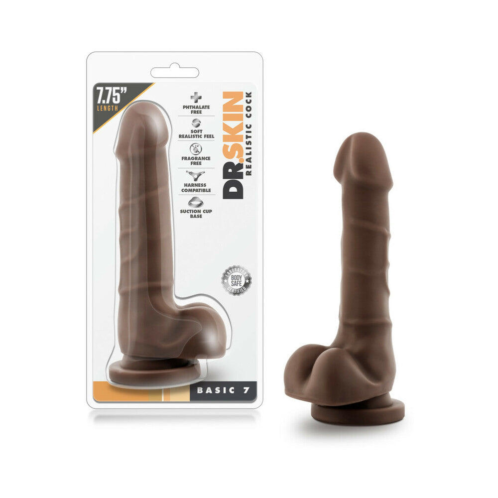 Dr. Skin Basic 7 Realistic 7.75 inches Dildo with Balls Brown
