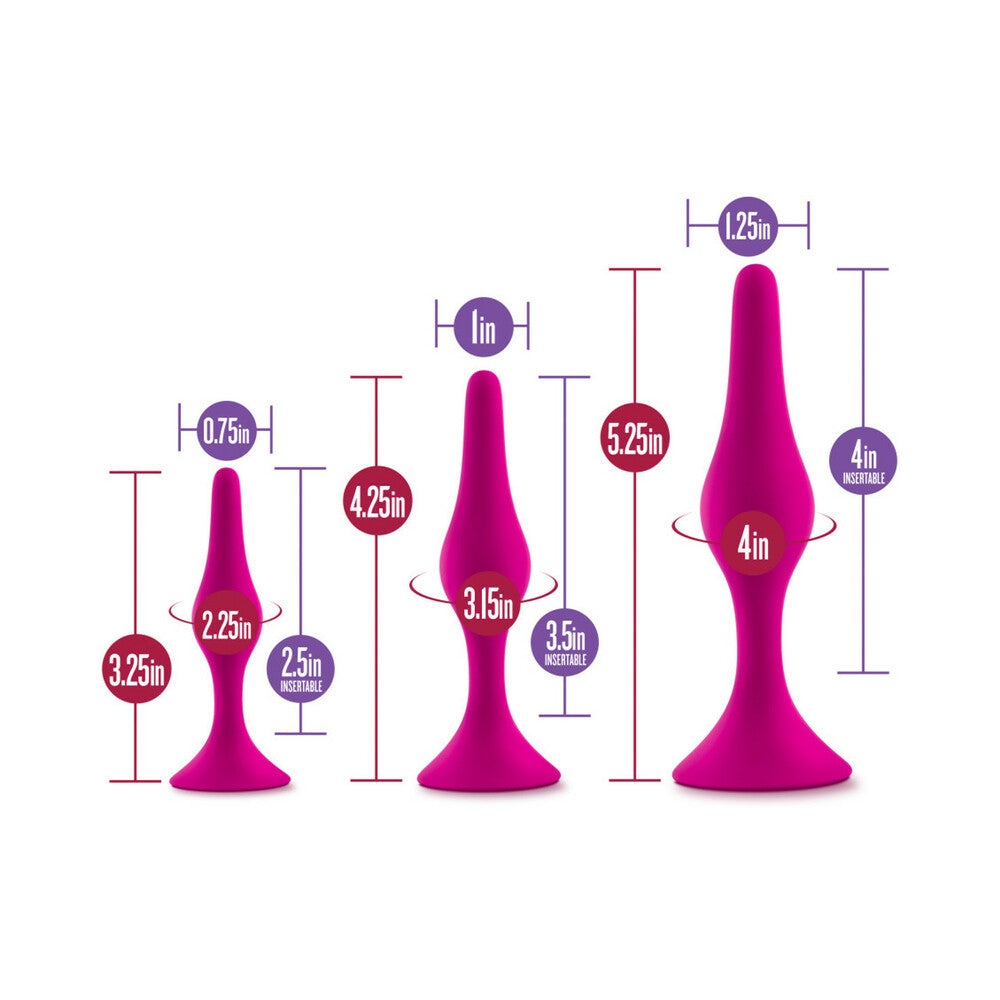 Blush Luxe 3-Piece Silicone Beginner Plug Kit Pink