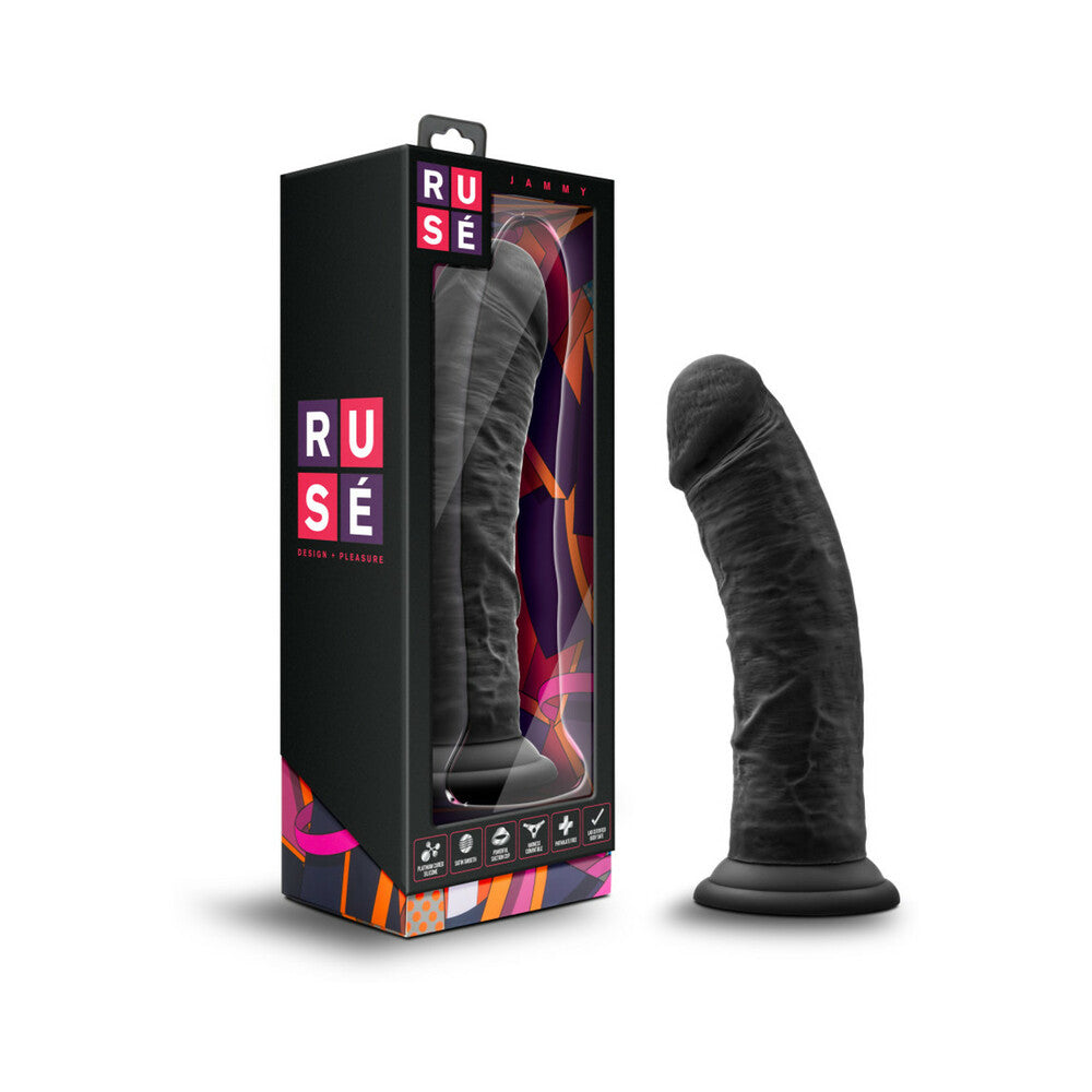 Blush Ruse Jammy Realistic 8 inches Silicone Dildo with Suction Cup Black