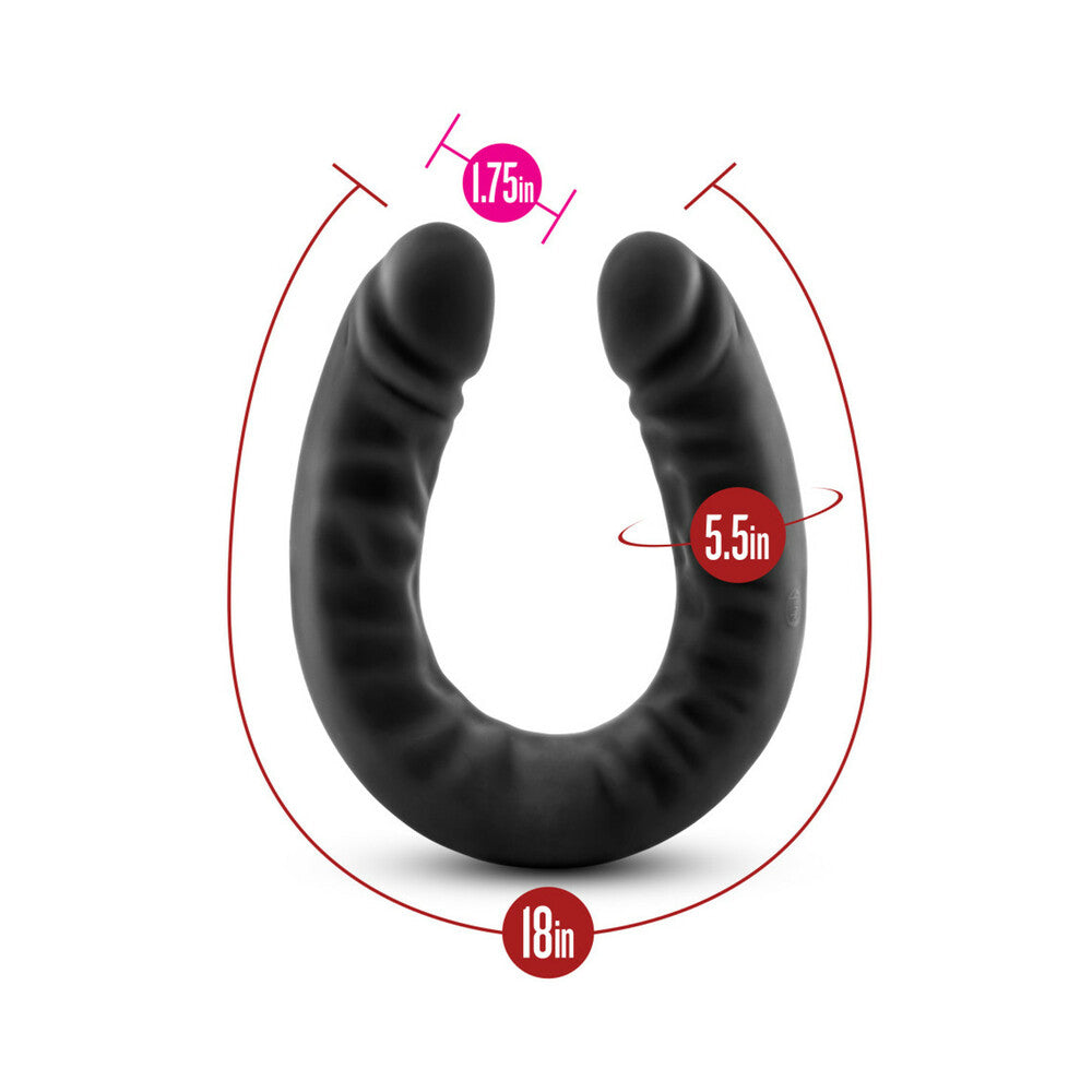 Blush Ruse Realistic 18 inches Silicone Slim Double Dildo Black