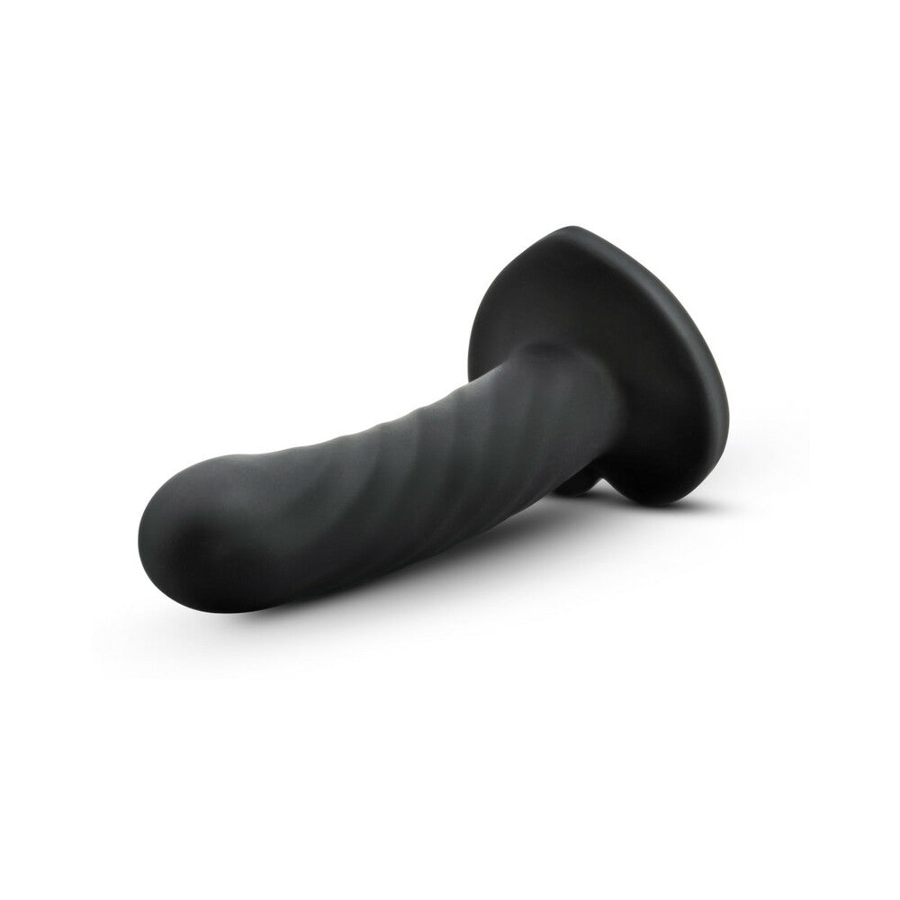 Temptasia Twist 5.5 inches Curved Dildo with Heart-Shaped Suction Cup Medium Black